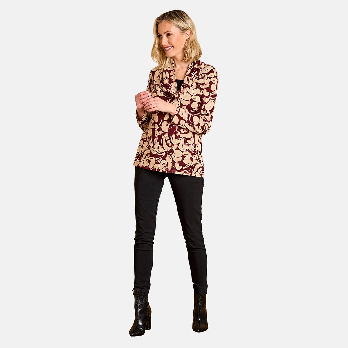 Emreco Cowl Neck Top (Size 10) - Wine V32519712 0