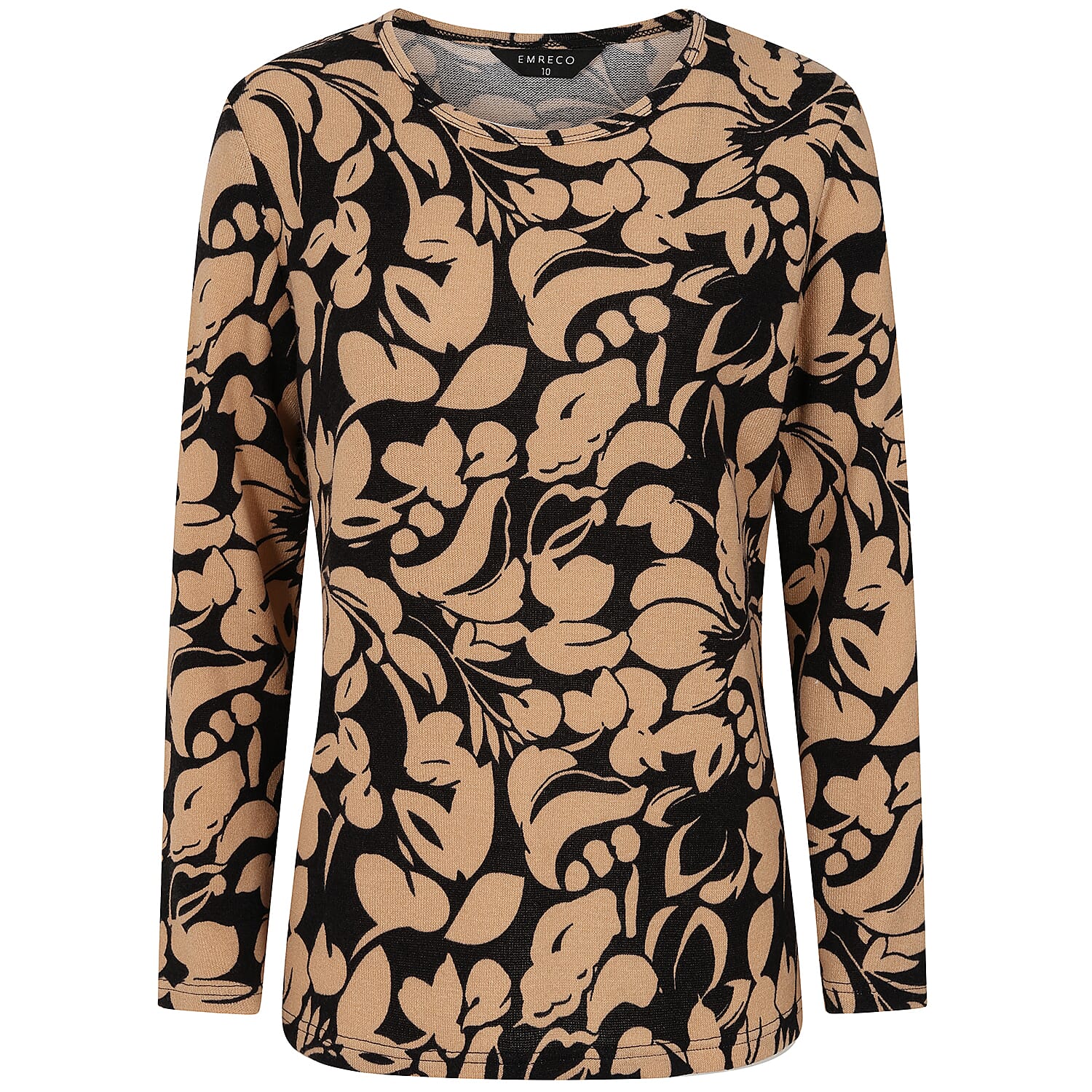 Emreco Artistic Print Round Neck Top (Size 16) - Black V32513426 1