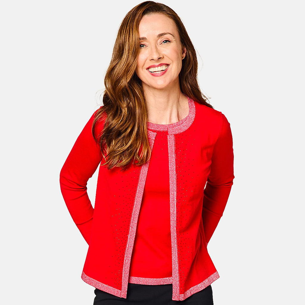Emreco Twin Set with Lurex Trim & Heat Seal (Size 16  to 18) - Red