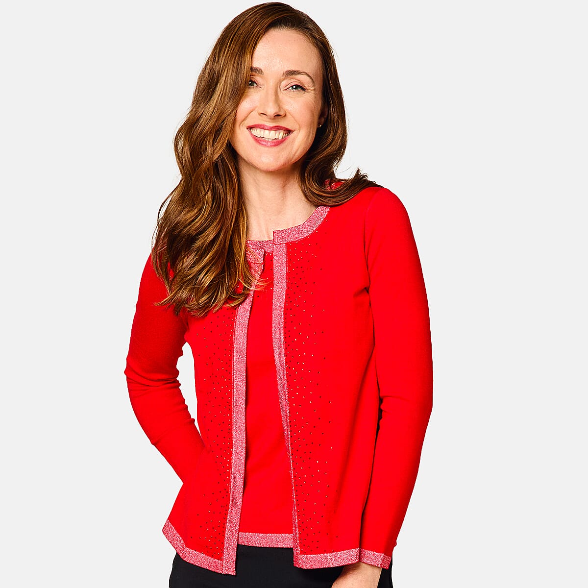 Emreco Twin Set with Lurex Trim &amp; Heat Seal (Size 16  to 18) - Red 7997709 1