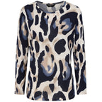 Emreco Artistic Print Round Neck Top (Size 18) - Blue