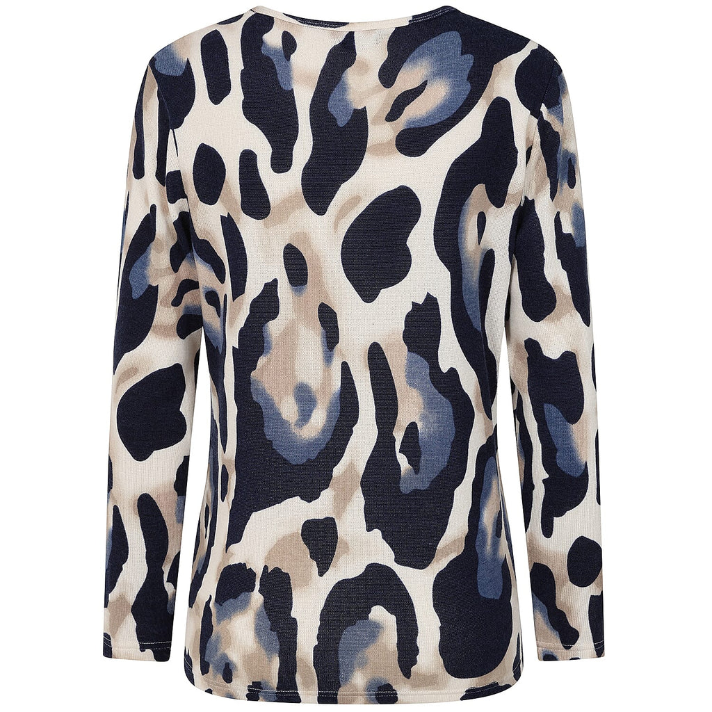 Emreco Artistic Print Round Neck Top (Size 18) - Blue