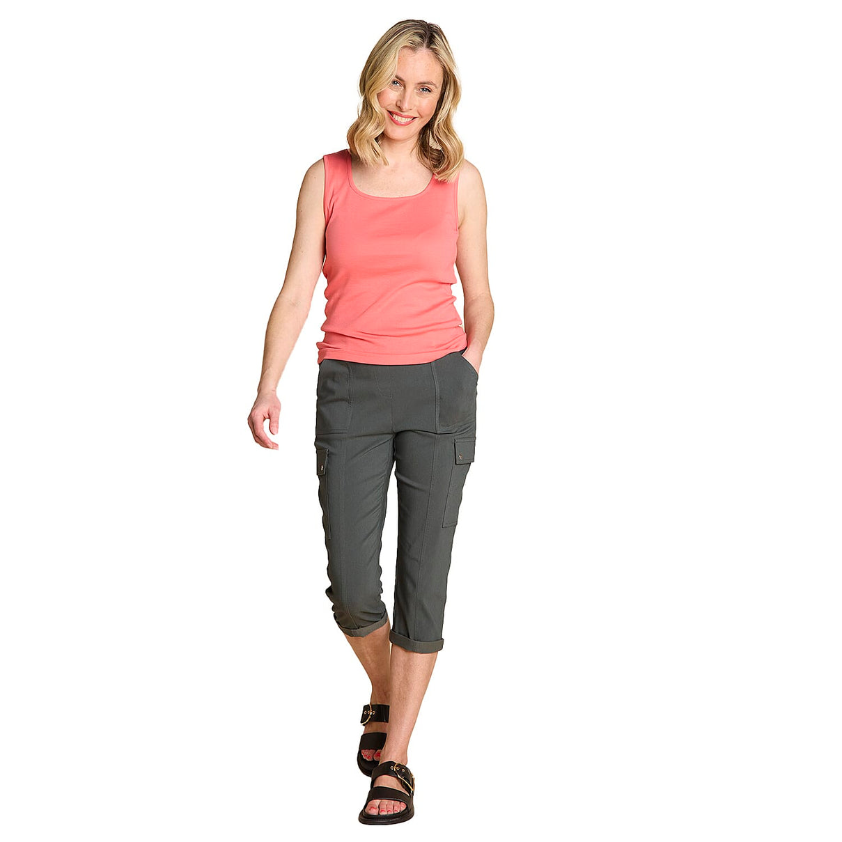 Emreco Square Neck Sleeveless Knitted Vest (Size 20) - Coral 7973124 1