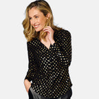 Emreco Long SLV Sparkle Classic Collar Blouse (Size 12) - Black