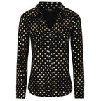 Emreco Long SLV Sparkle Classic Collar Blouse (Size 12) - Black