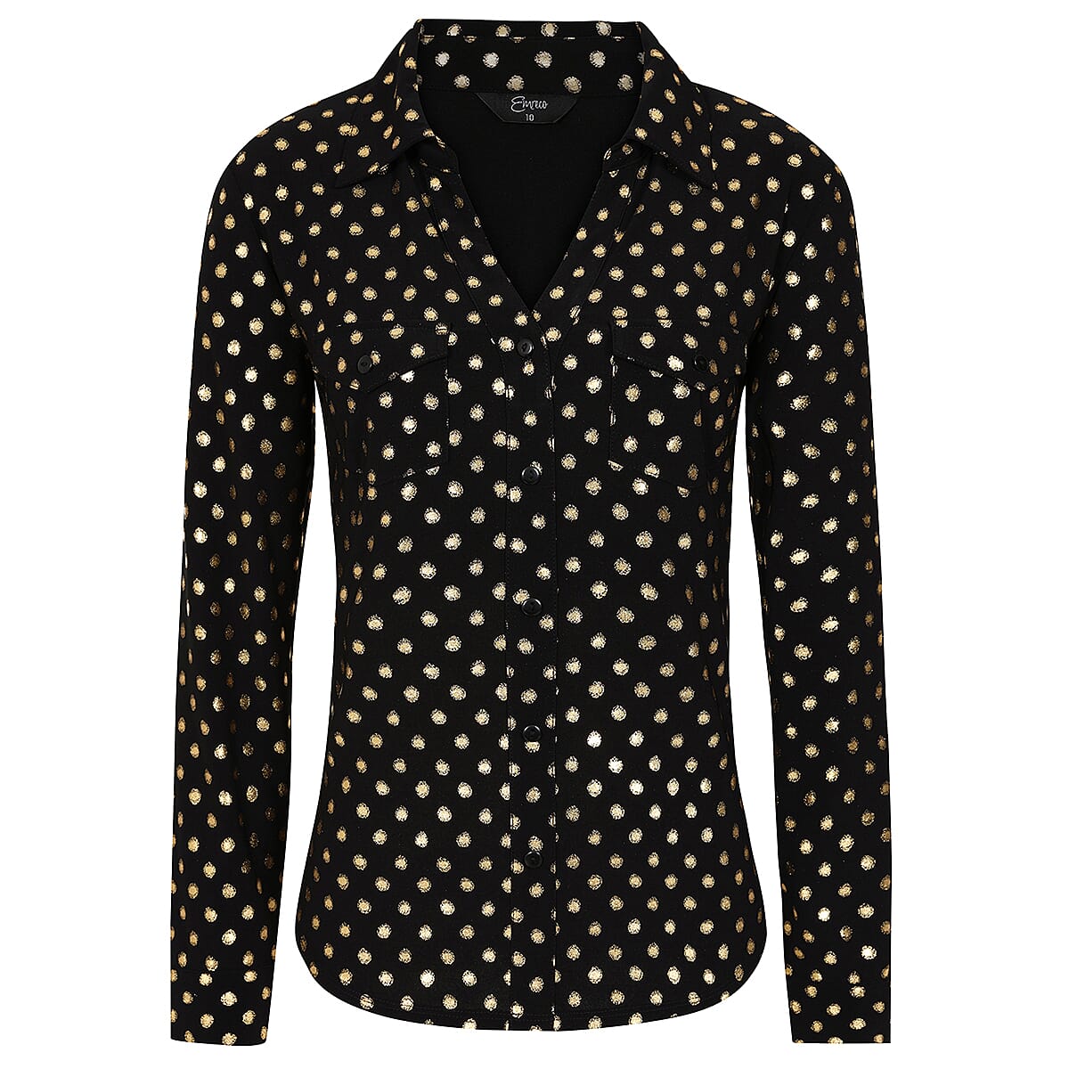 Emreco Long SLV Sparkle Classic Collar Blouse (Size 10) - Black 7997448 3