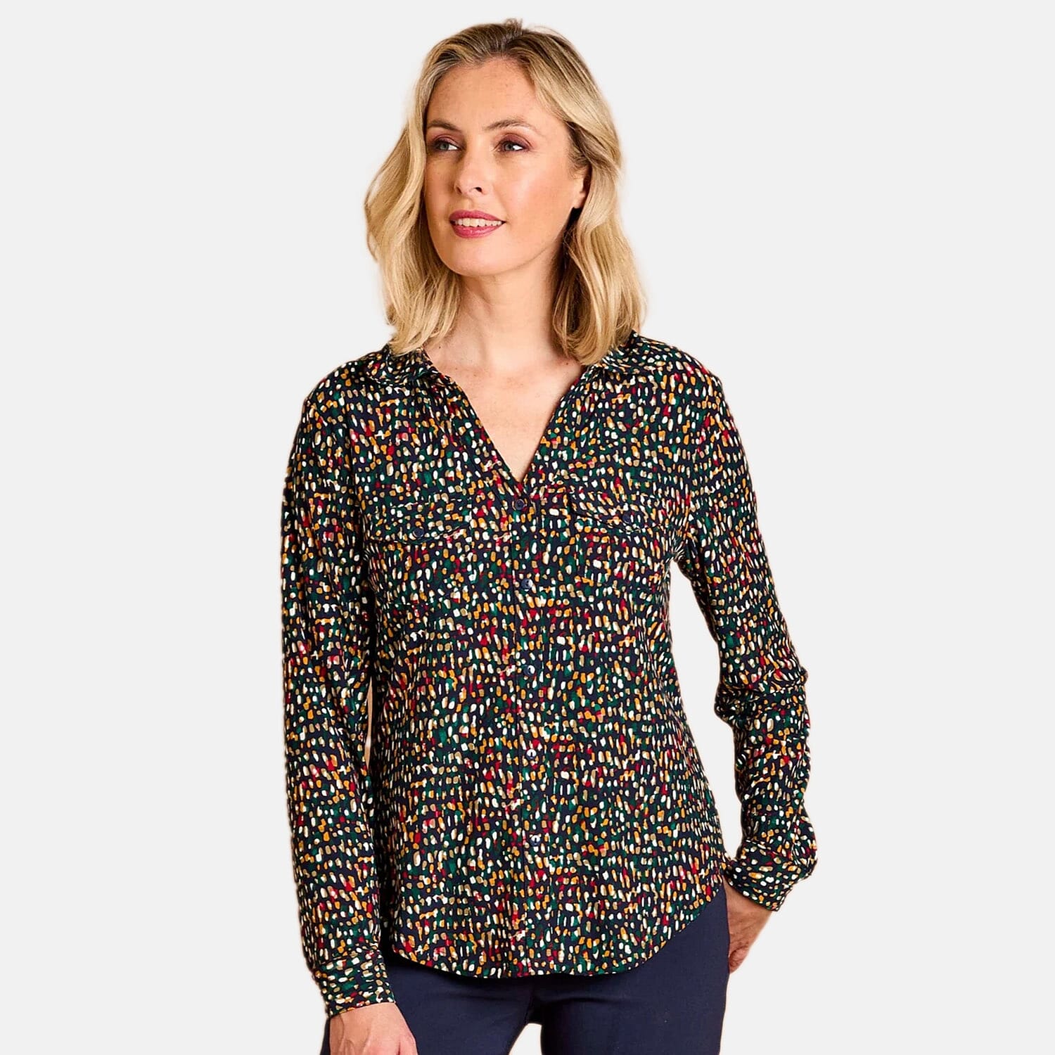 Emreco Long Sleeve Classic Collar Blouse (Size 16) - Teal V32523119 0