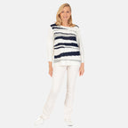 Emreco Long Sleeve Stripe Knit Jumper (Size XL) - Ivory