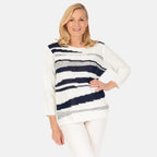 Emreco Long Sleeve Stripe Knit Jumper (Size XL) - Ivory