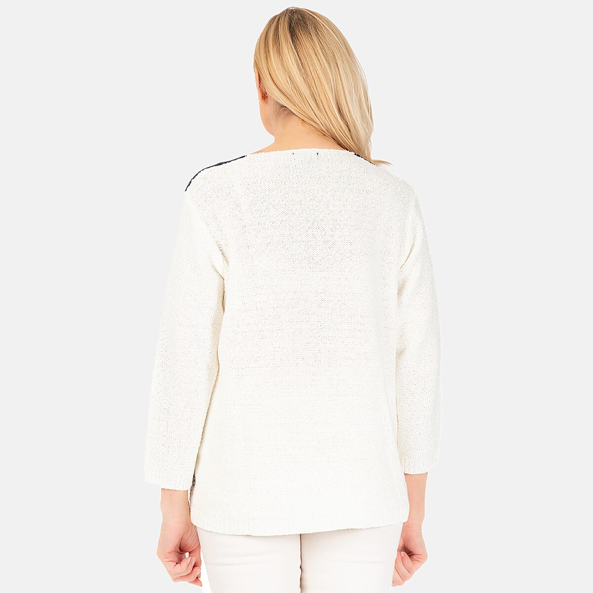 Emreco Long Sleeve Stripe Knit Jumper (Size L) - Ivory 7744974 3