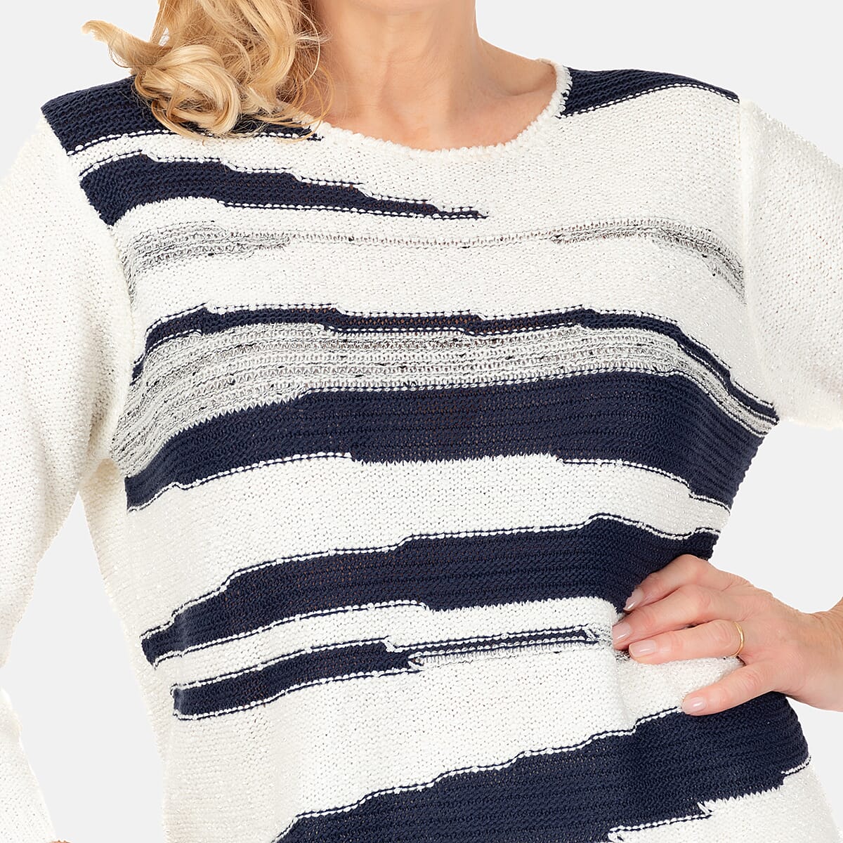Emreco Long Sleeve Stripe Knit Jumper (Size L) - Ivory 7744974 5