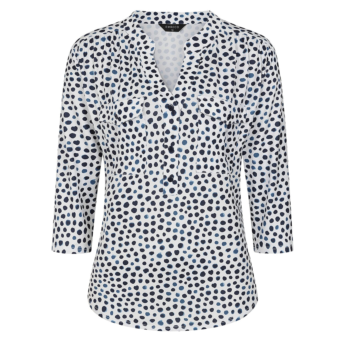 Emreco Mandarin Collar Printed Blouse (Size 12) - White 8226183 1