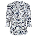 Emreco Mandarin Collar Printed Blouse (Size 12) - White