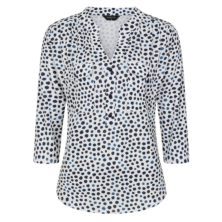 Emreco Mandarin Collar Printed Blouse (Size 12) - White 8226183 2