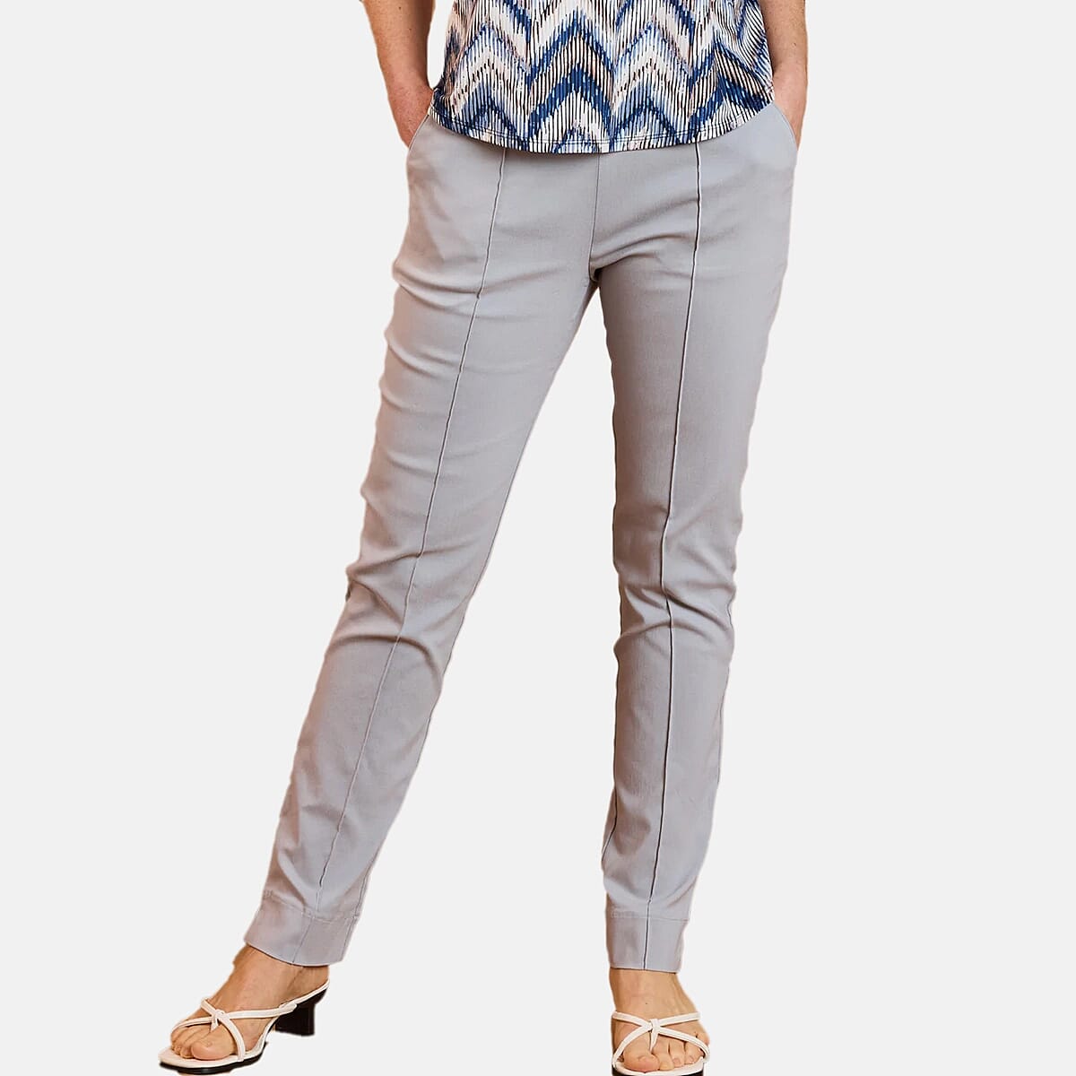 Emreco Pintuck Front Bengaline Trouser (Size 12) - Silver 8225842 0