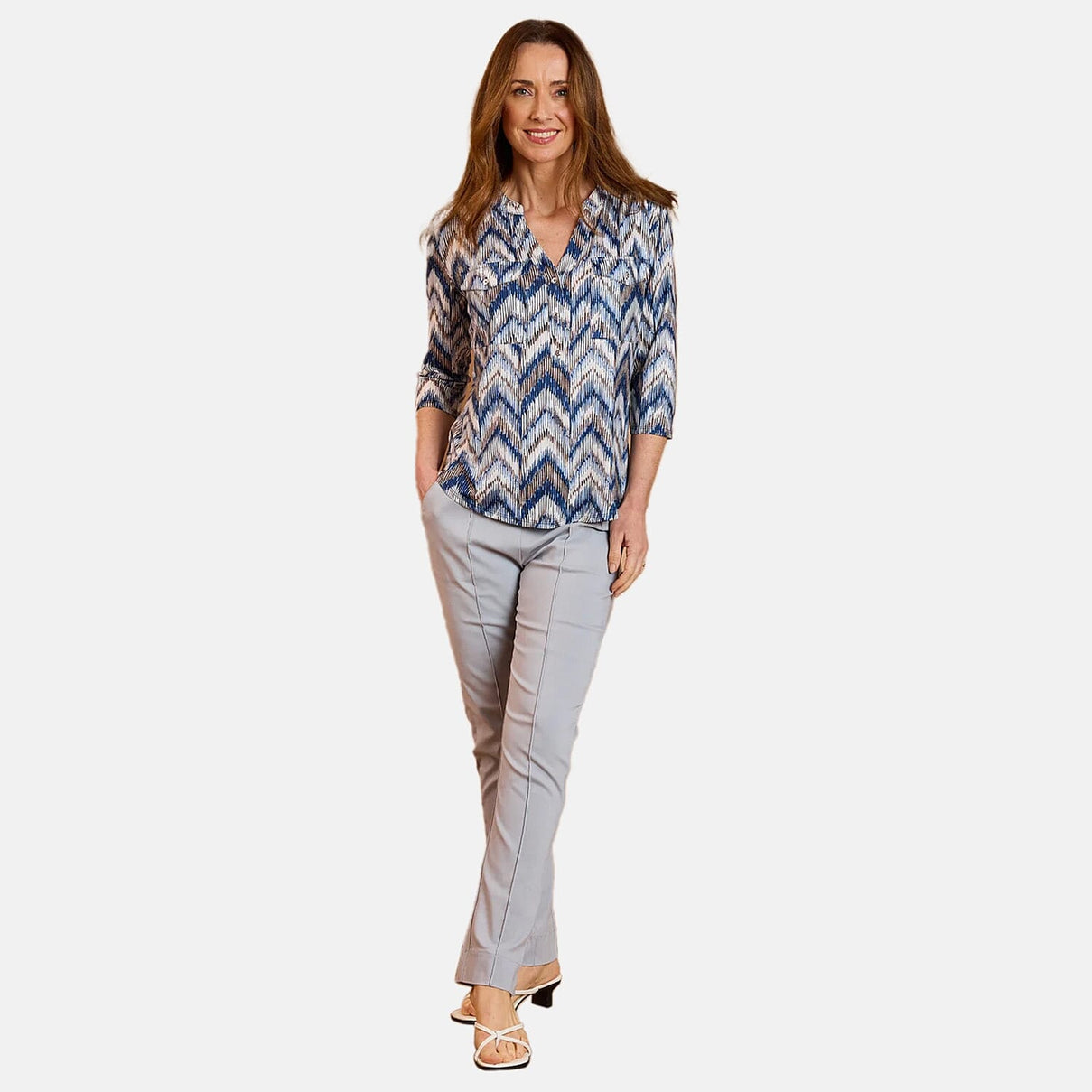 Emreco Pintuck Front Bengaline Trouser (Size 12) - Silver 8225842 2