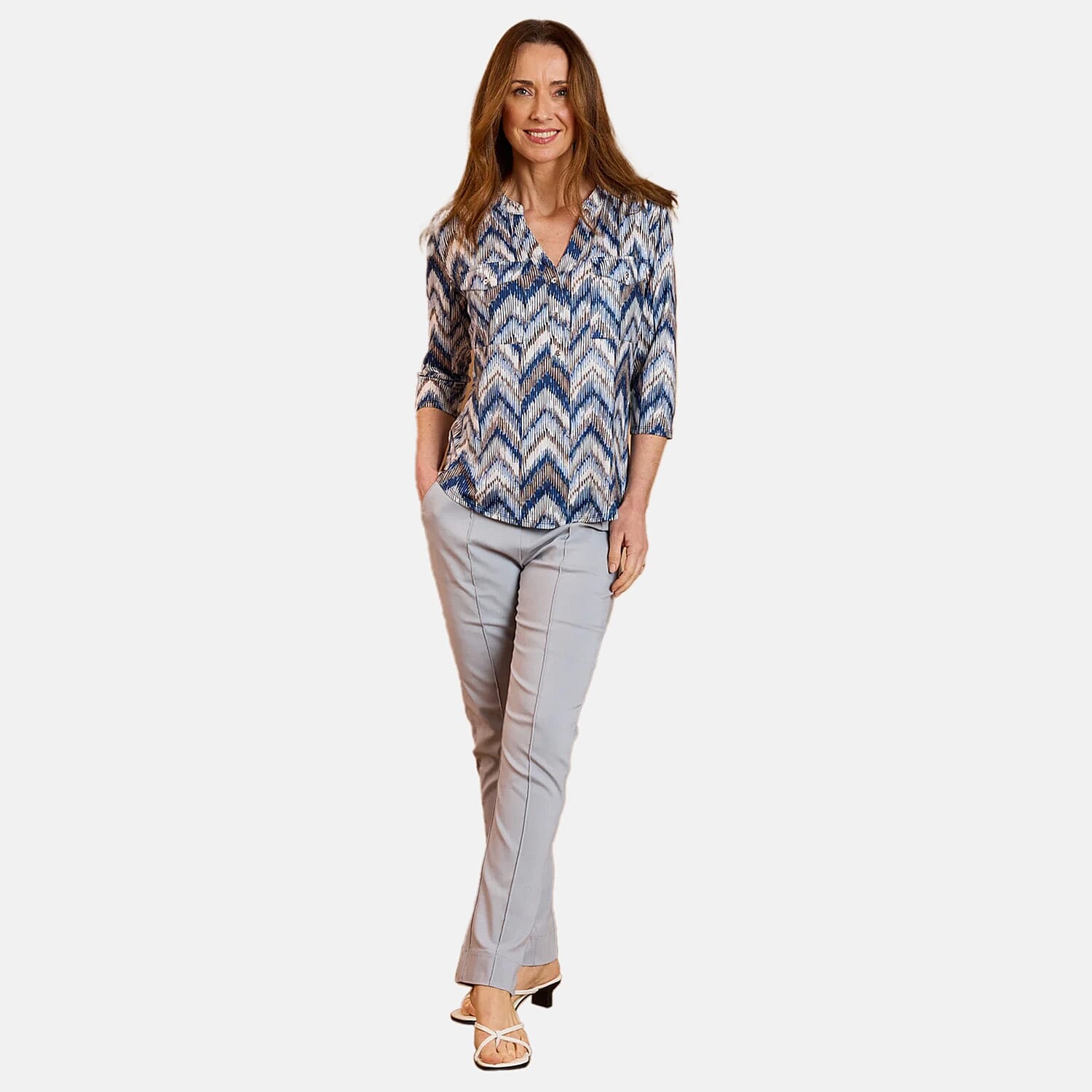 Emreco Pintuck Front Bengaline Trouser (Size 12) - Silver 8225842 2