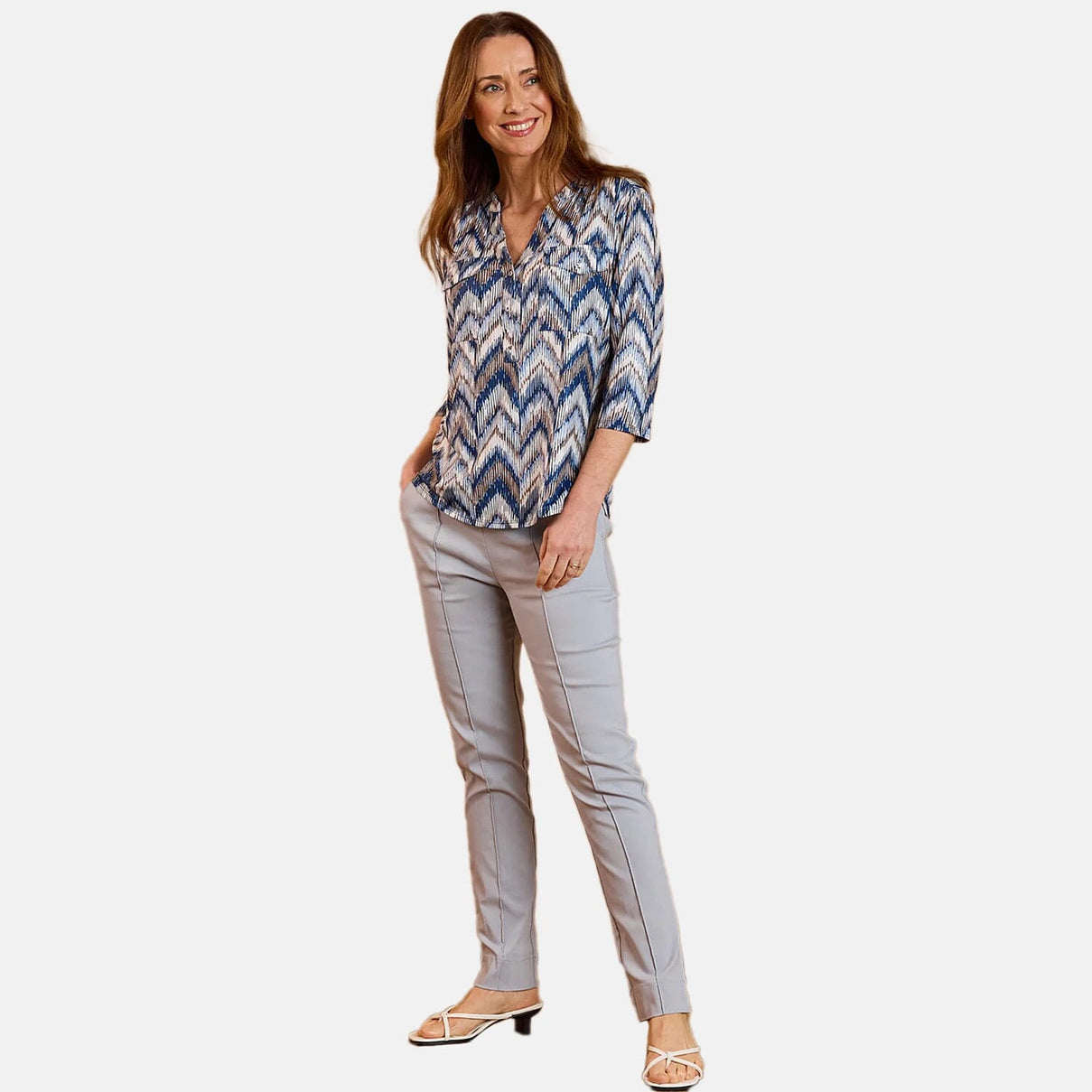 Emreco Pintuck Front Bengaline Trouser (Size 12) - Silver 8225842 3