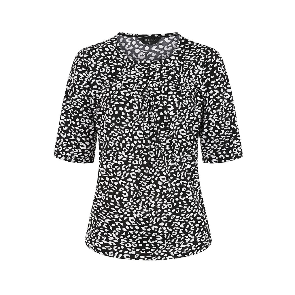 Emreco Pleated Neckline Blouse (Size 10) - Black