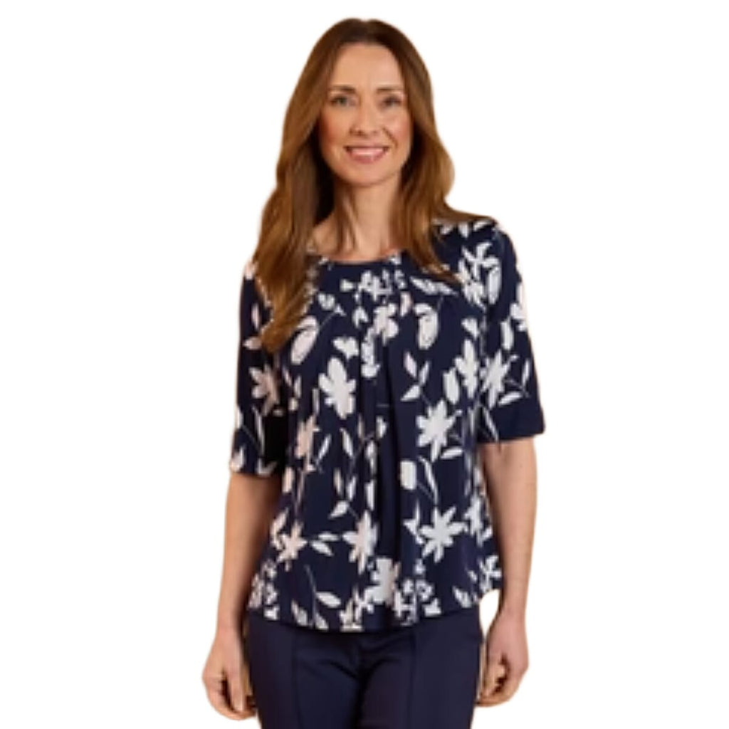 Emreco Pleated Neckline Blouse (Size 10) - Blue