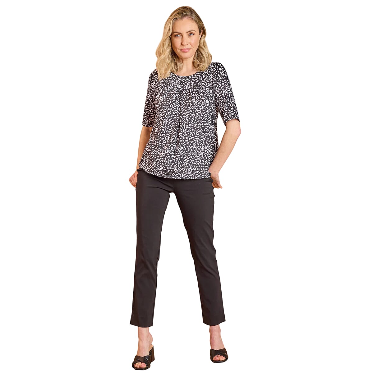 Emreco Pleated Neckline Blouse (Size 12) - Black V32584757 3
