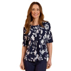 Emreco Pleated Neckline Blouse (Size 14) - Blue