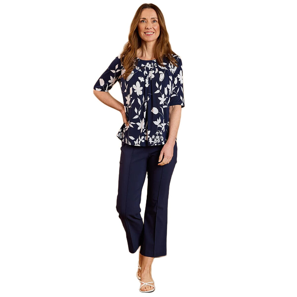 Emreco Pleated Neckline Blouse (Size 14) - Blue