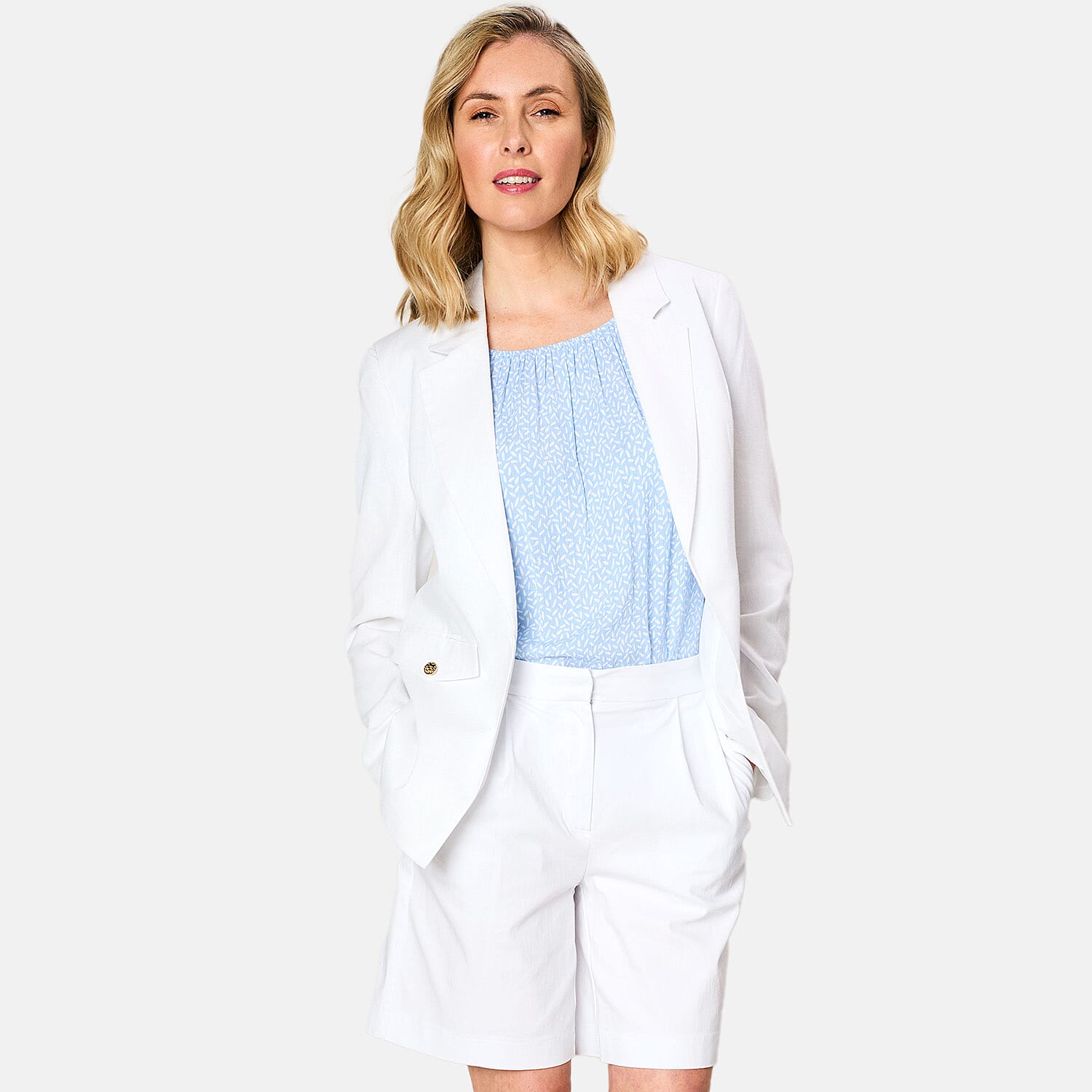 EMRECO Tailored Linen Open Front Blazer 7762903 3