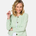 Emreco Round Neck Boucle Cropped Jacket (Size - 14) - Green