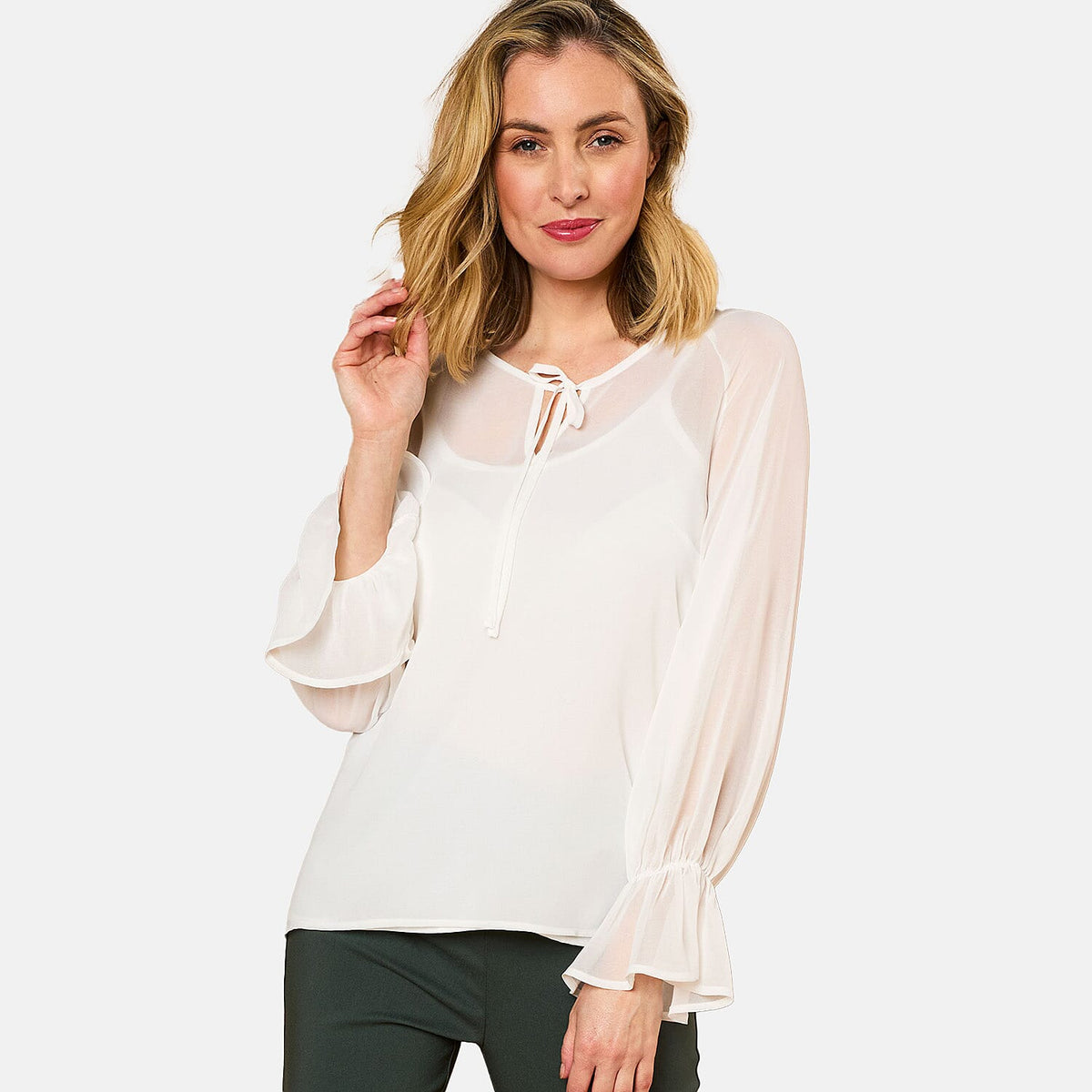 EMRECO 2-in-1 Long Sleeve Sheer Frill Top V32596354 0