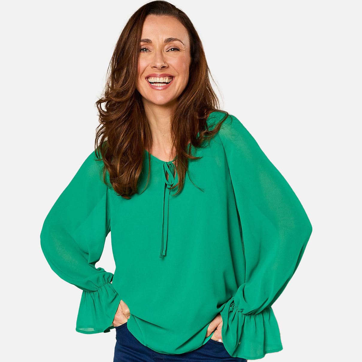 EMRECO 2-in-1 Long Sleeve Sheer Frill Top 7762878 0