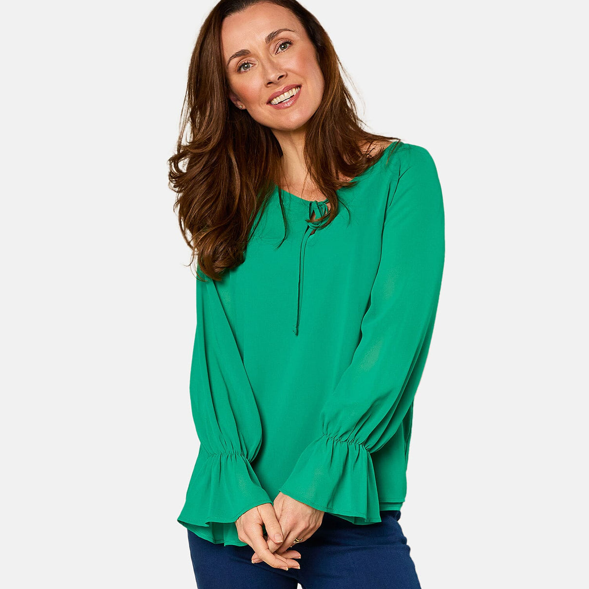 EMRECO 2-in-1 Long Sleeve Sheer Frill Top 7762878 1