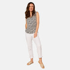 Emreco Sleeveless Animal Print Top (Size 18) - Ivory