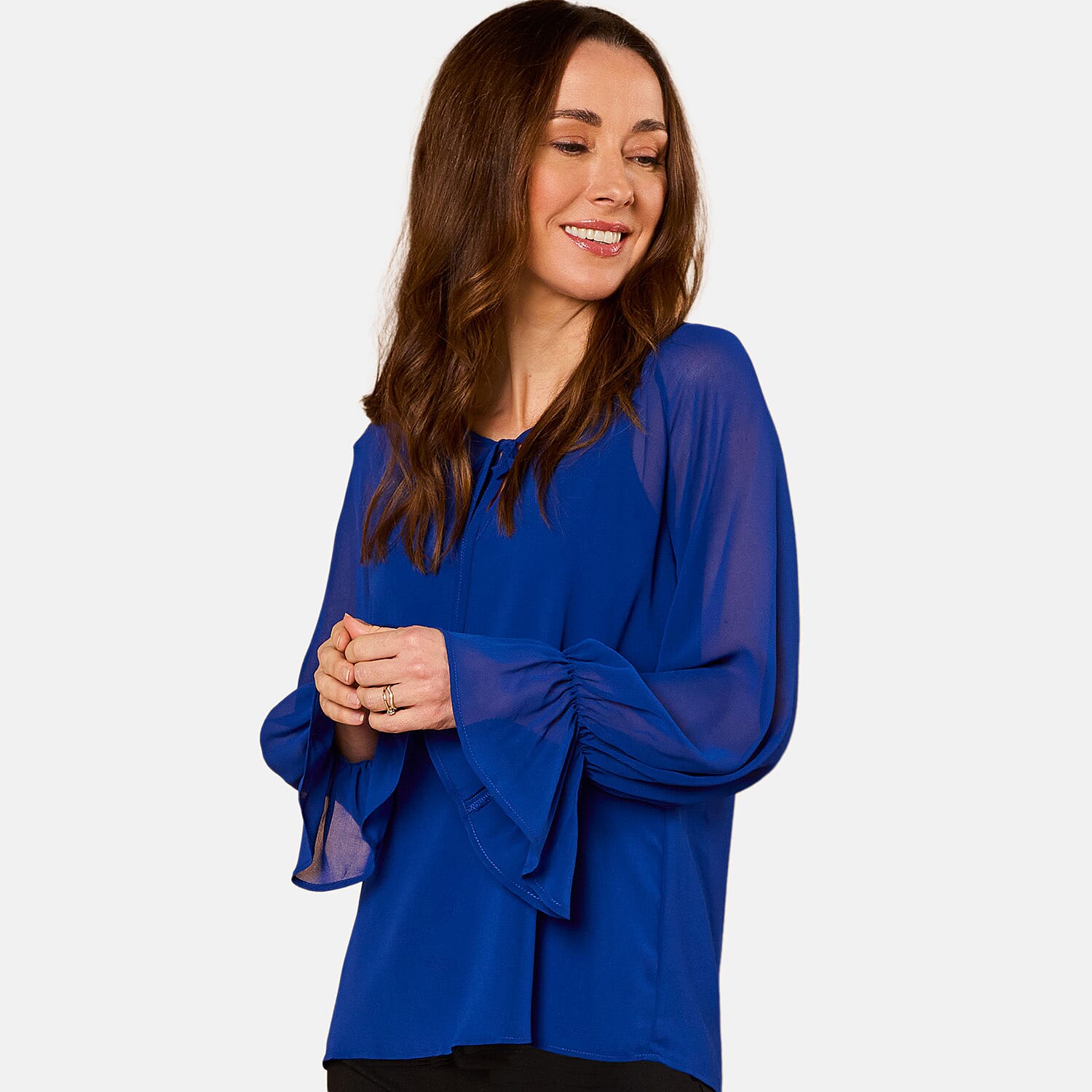 EMRECO 2-in-1 Long Sleeve Sheer Frill Top V32513140 2