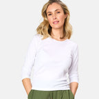 Emreco 3-4 Sleeve 10 Crew Neck Top (Size 10) - White