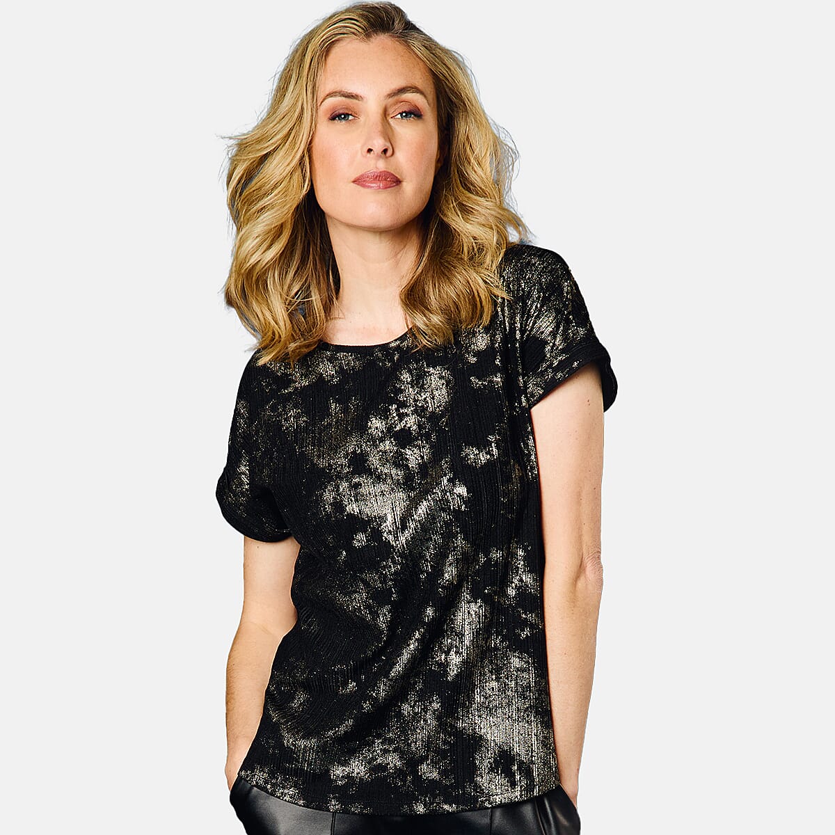 Emreco Roll Sleeve Sparkle Top (Size 16 to 18) - Black 7997653 0