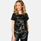 Emreco Roll Sleeve Sparkle Top (Size 20 to 22) - Black