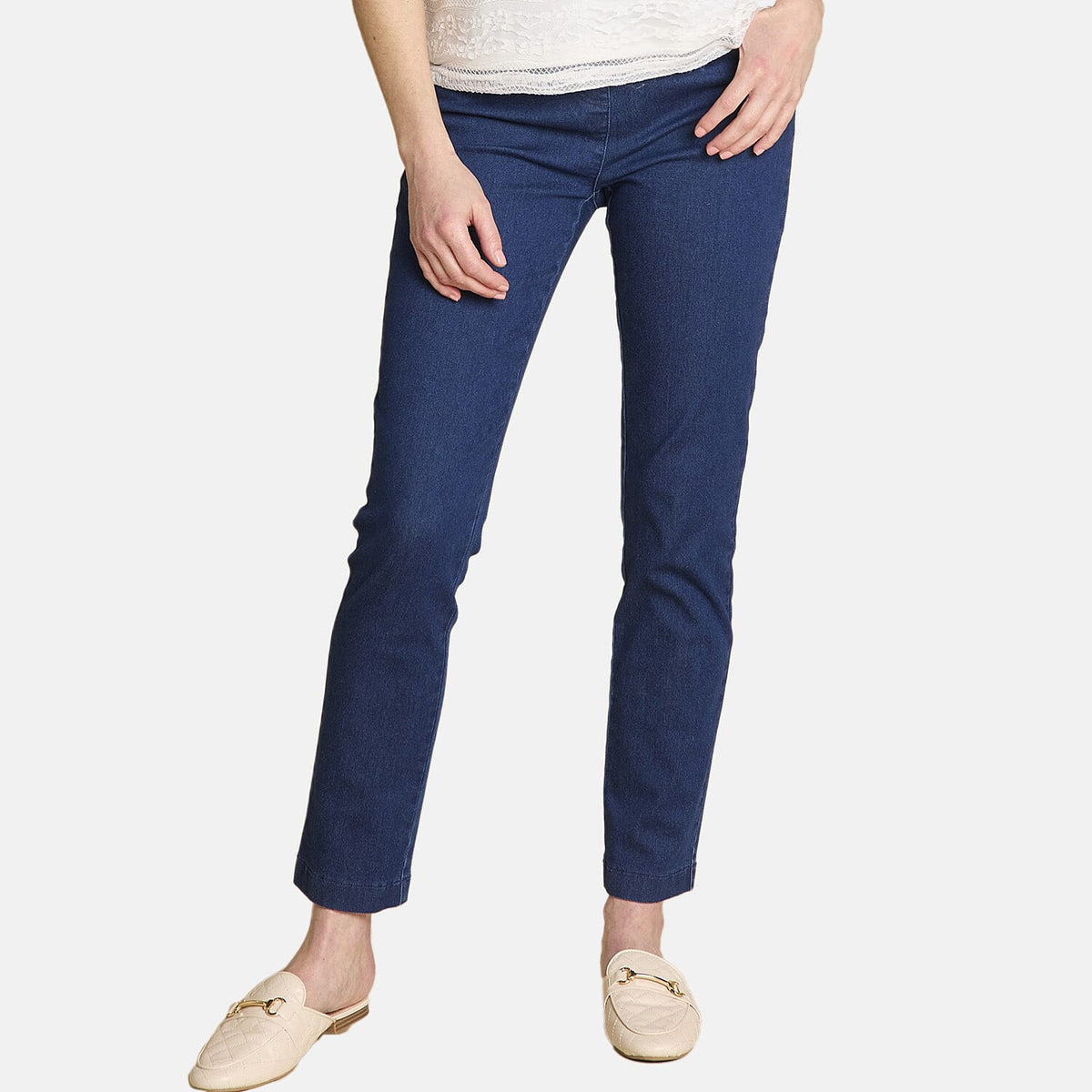 Emreco Comfortable Stretch Denim Ankle Grazer Trousers with 27 Inch Inseam V32514061 0