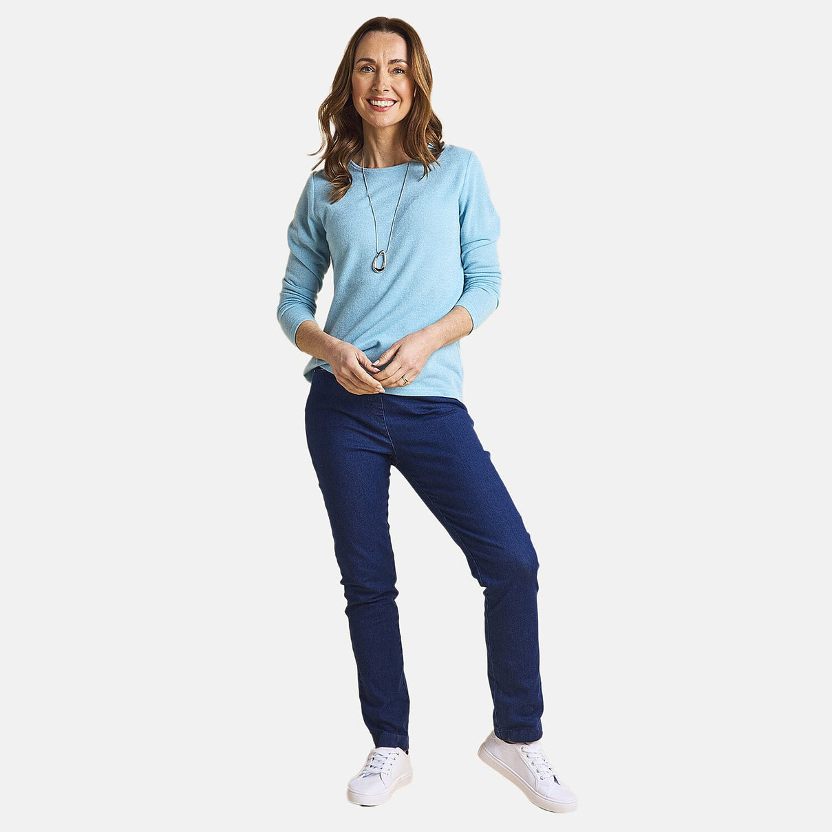 Emreco Comfortable Stretch Denim Ankle Grazer Trousers with 27 Inch Inseam V32514061 1