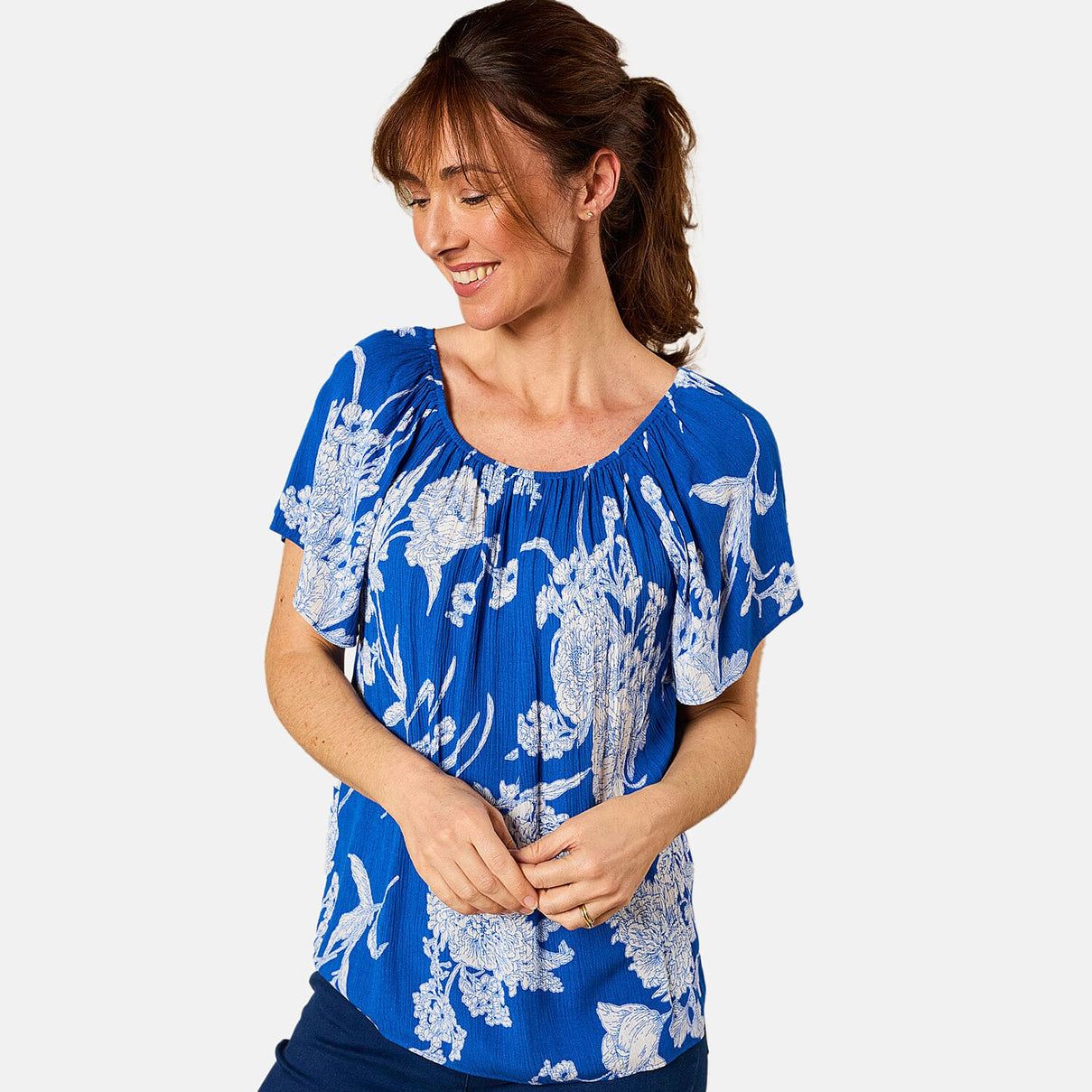 Emreco Short Sleeve Print Off Shoulder Top 7783258 0