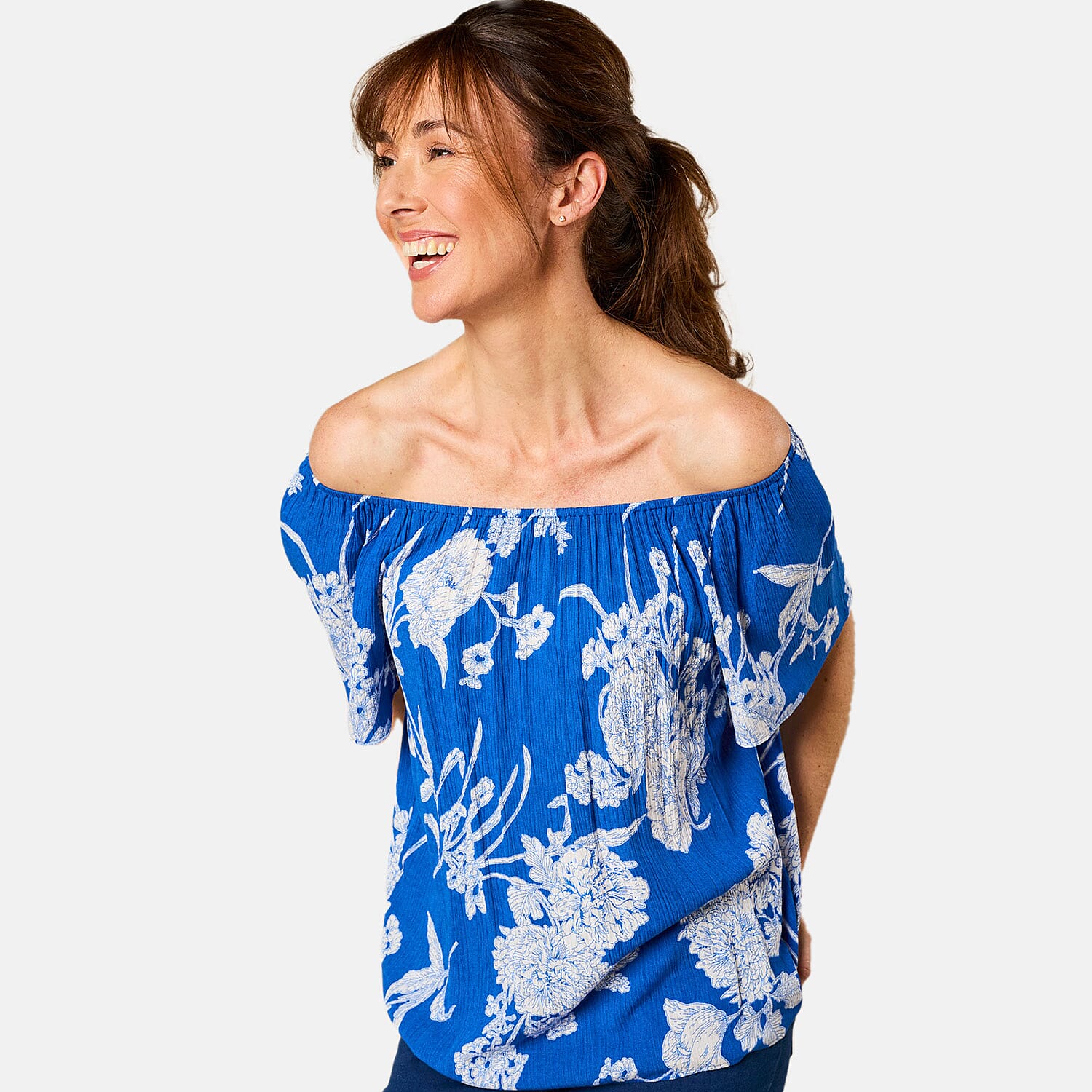 Emreco Short Sleeve Print Off Shoulder Top 7783258 3