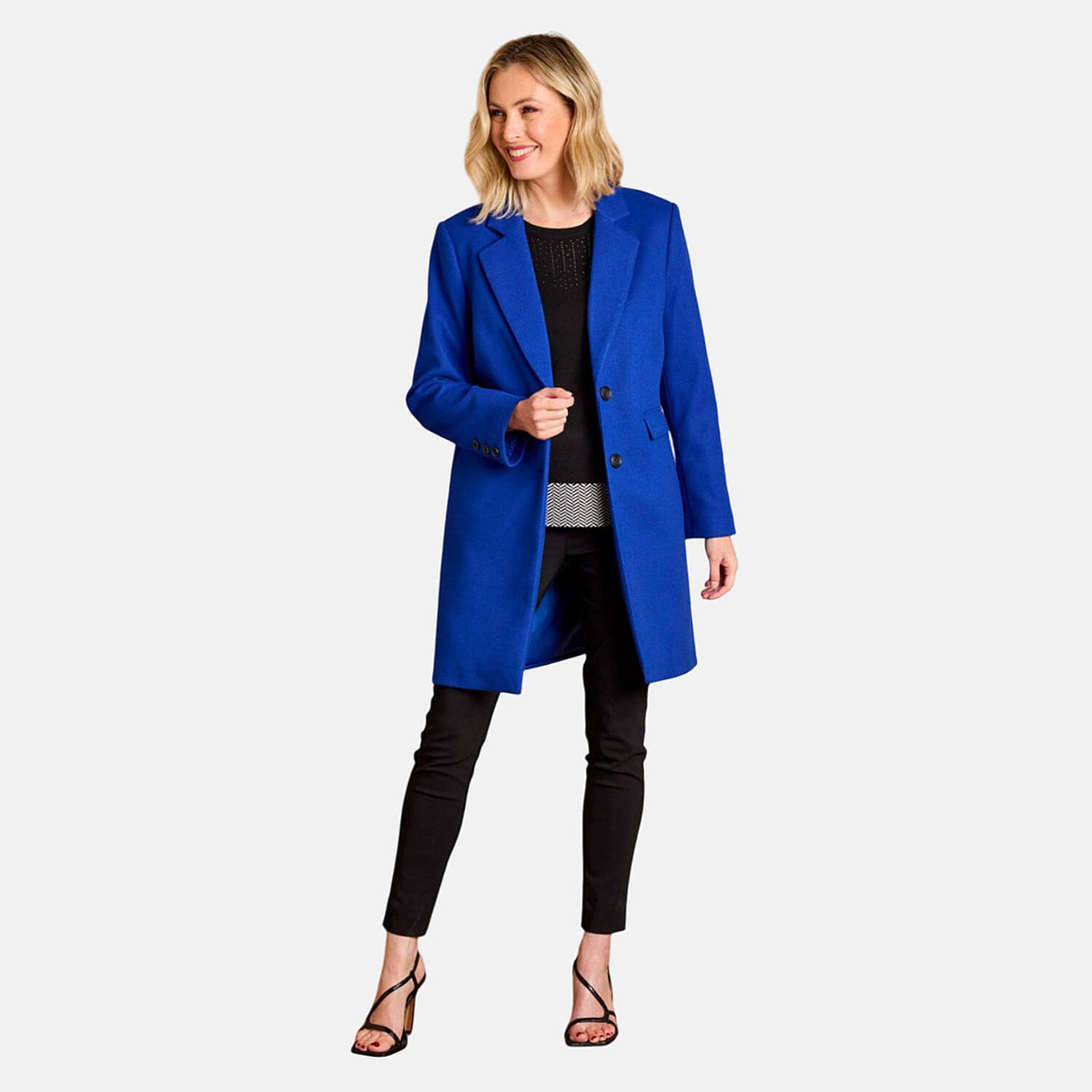 Emreco Single-Breasted Rever Collar Coat (Size 18) - Blue V32361295 1