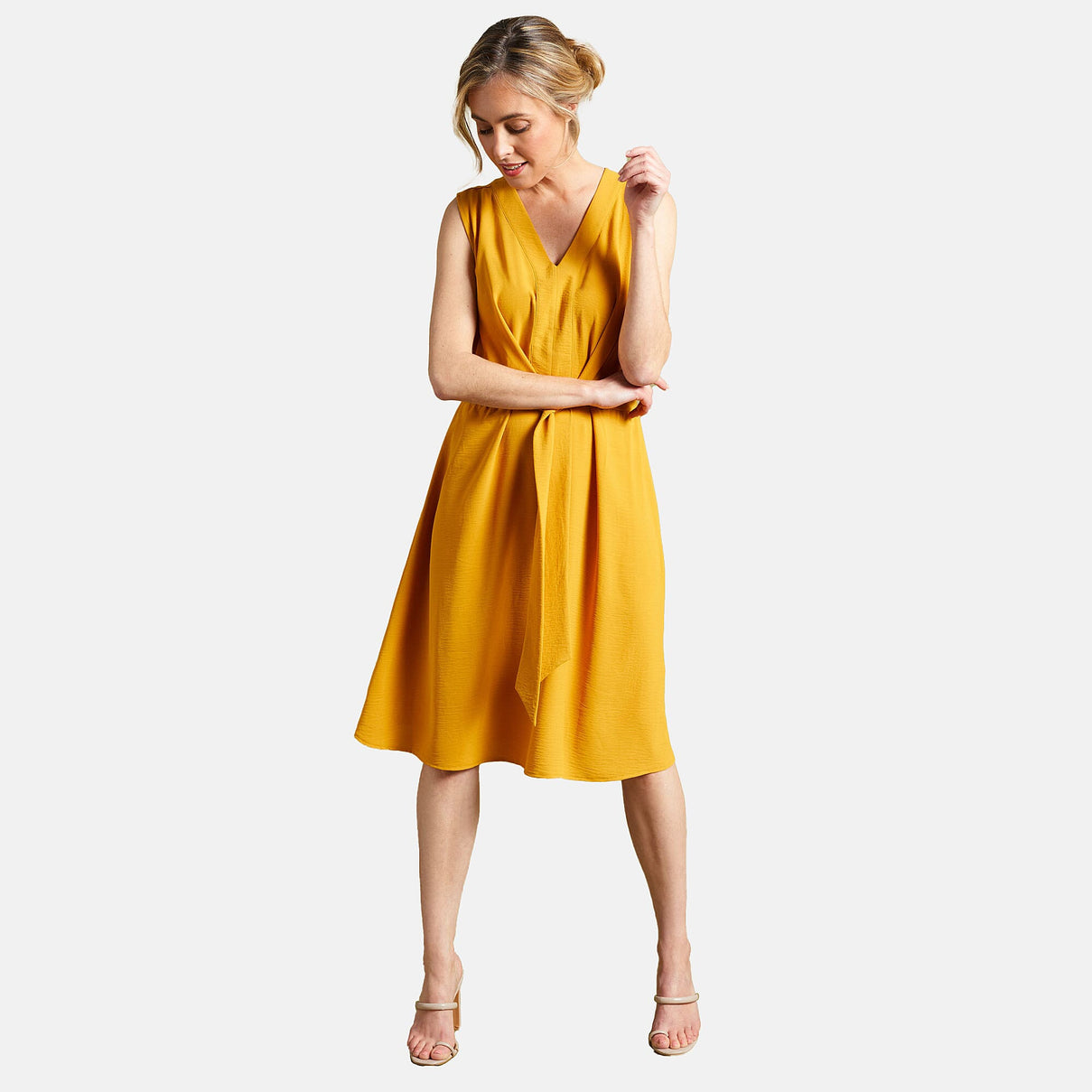 Emreco Tie Front Sleeveless V-Neck Midi Dress 7783948 0