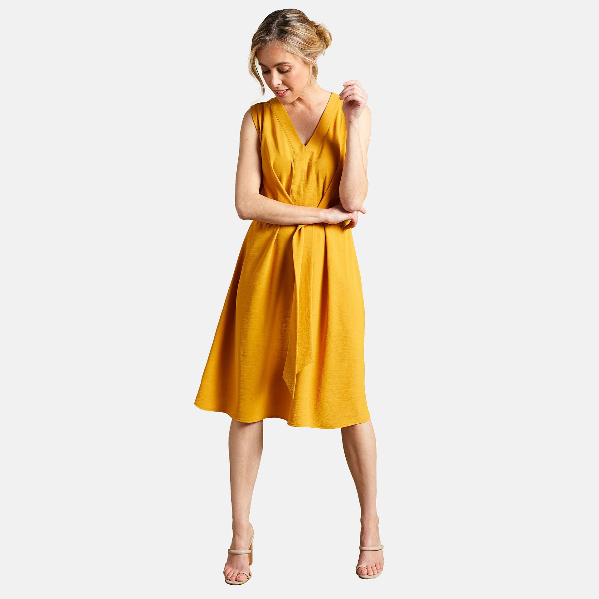 Emreco Tie Front Sleeveless V-Neck Midi Dress 7783948 0
