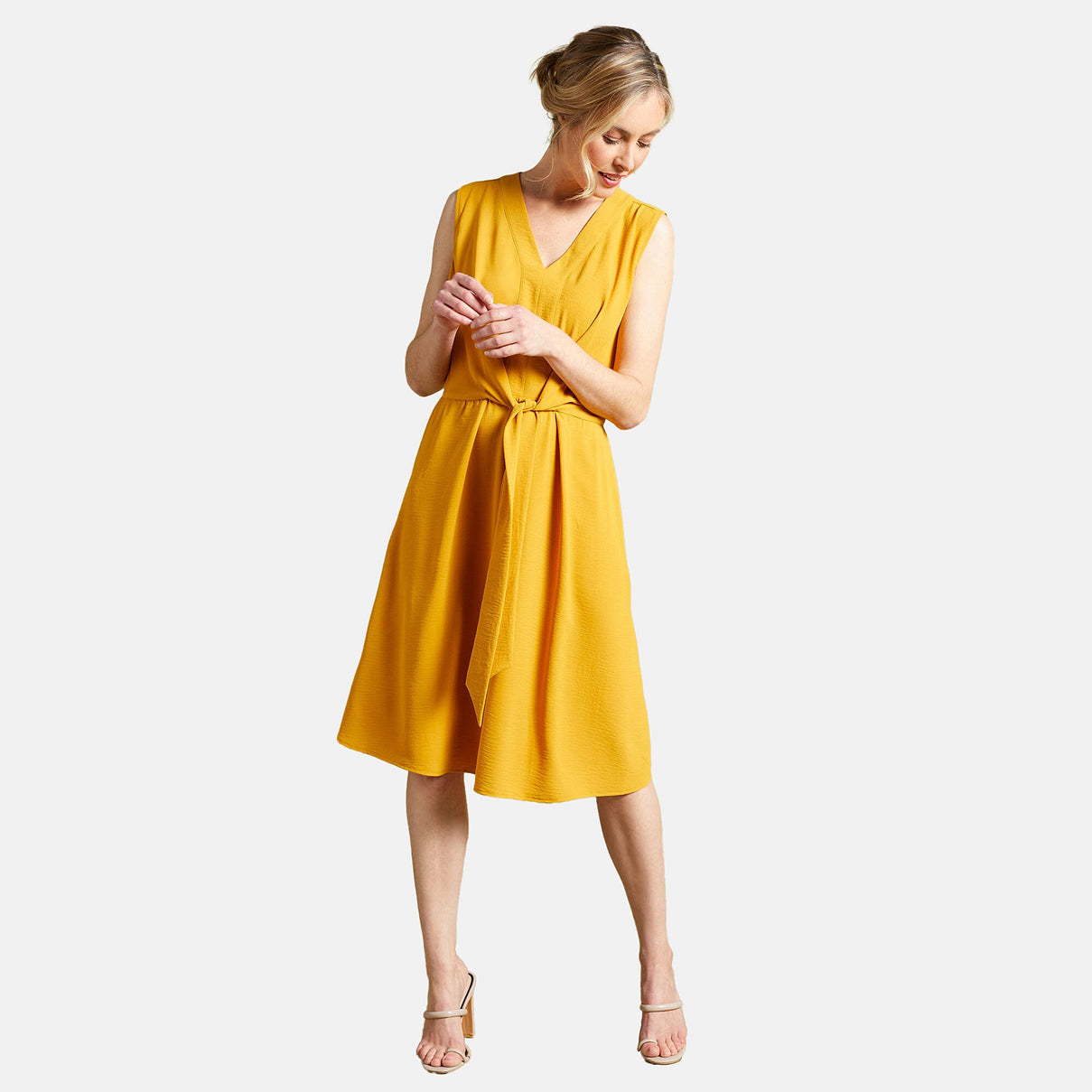 Emreco Tie Front Sleeveless V-Neck Midi Dress 7783948 3
