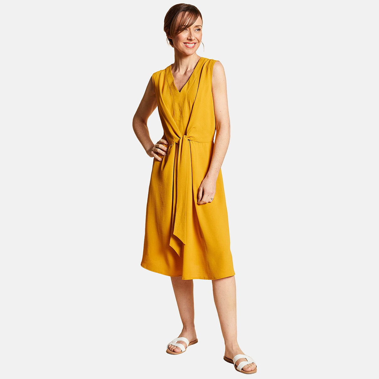 Emreco Tie Front Sleeveless V-Neck Midi Dress 7783948 4