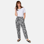 Emreco Tie Waist Print Utility Style Trouser (Size 16) - Black - White