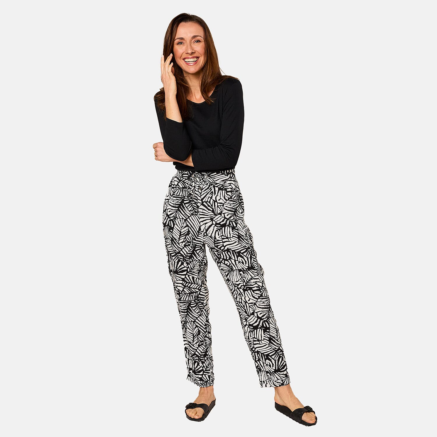 Emreco Tie Waist Print Utility Style Trouser (Size 10) - Black &amp; White 7783818 2