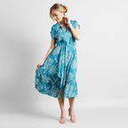Emreco Tie Waist Short Sleeves Midi Shirt Dress (Size 20) - Teal