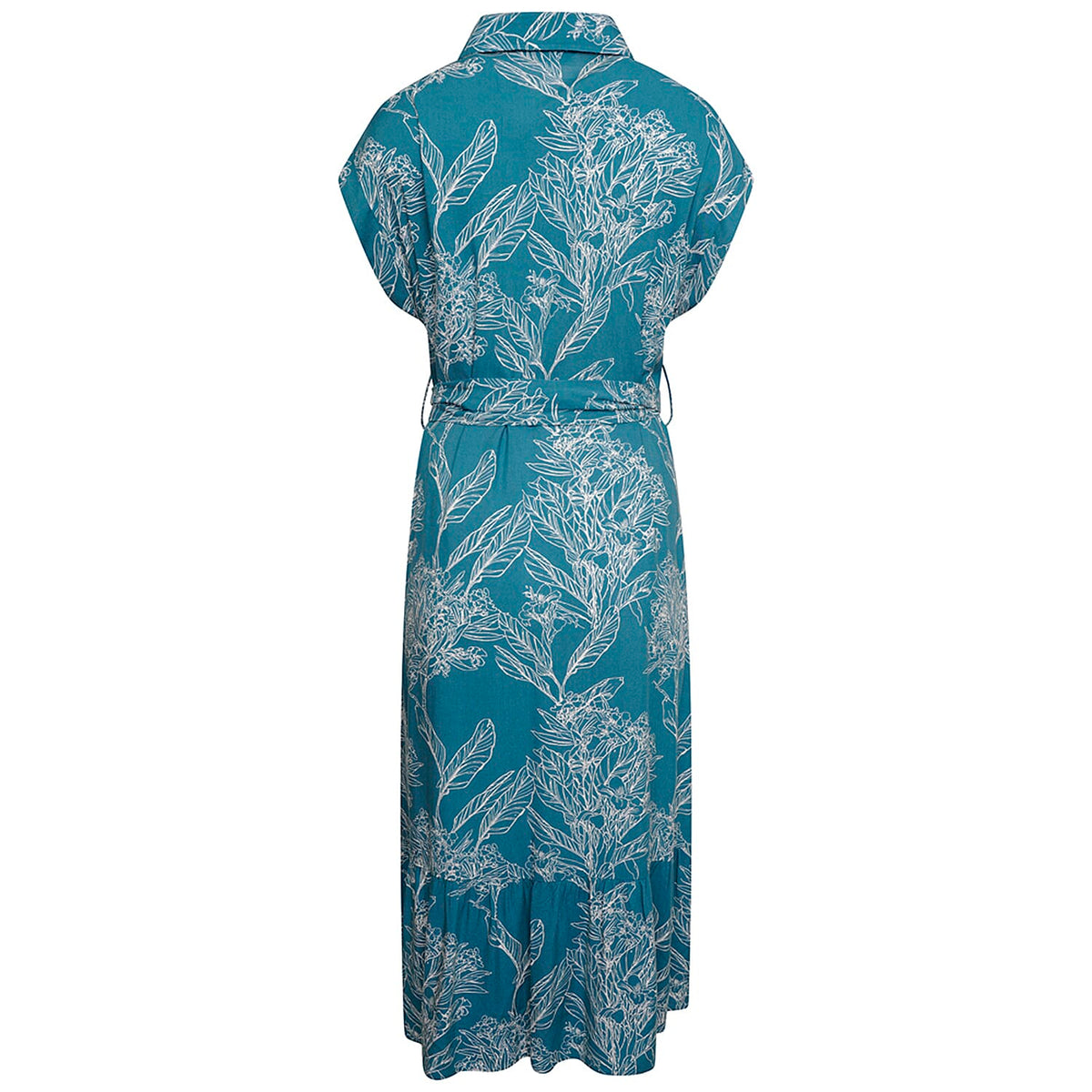 Emreco Tie Waist Short Sleeves Midi Shirt Dress - Teal 7554135 1